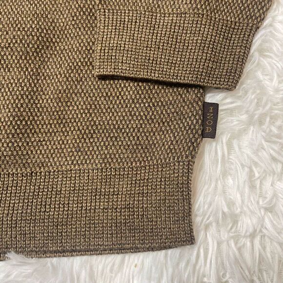 IZOD Sweater Mens Large Brown Pullover Merino Wool Blend Stretchy Crew Neck - Picture 4 of 8